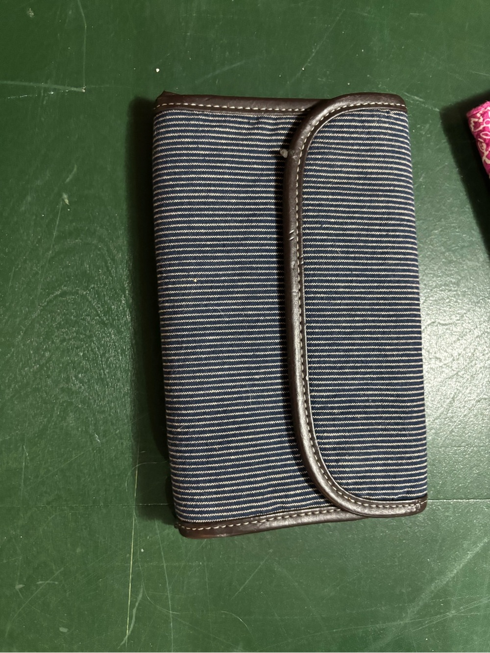 thirty-one Navy Wallet with Brown Trim